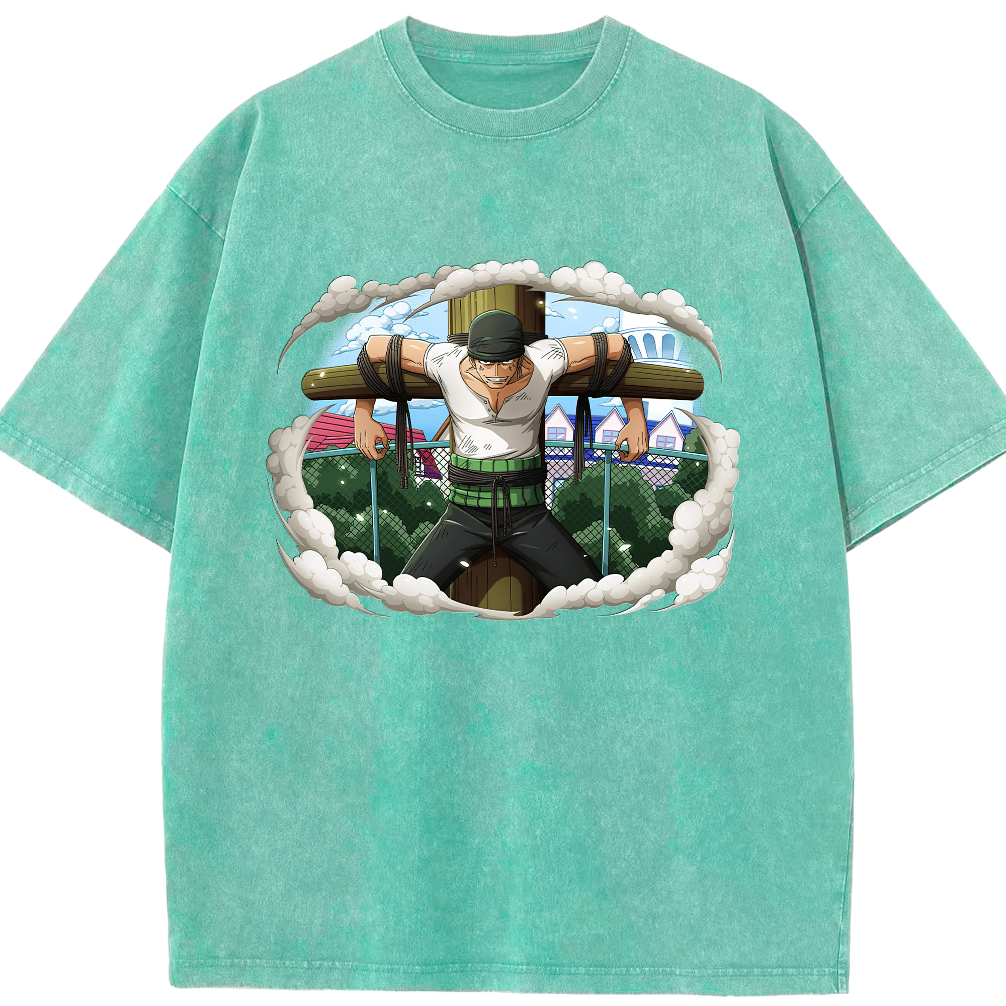 ワンピース ロロノア・ゾロ ONE PIECE Roronoa Zoro 綿100% ヴィンテージ風 半袖Tシャツ（フロントプリント）
